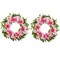 Set of 2 24"D Pink Hydrangea, Peony & Cherry Wreath Includes a Complimentary Black Metal Wreath Hanger